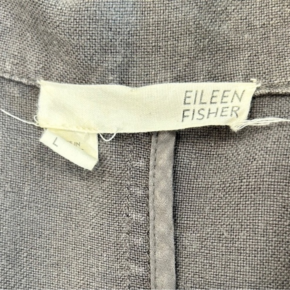 Eileen Fisher Women’s 100% Linen Grey gray button front jacket. Size large - Picture 9 of 11